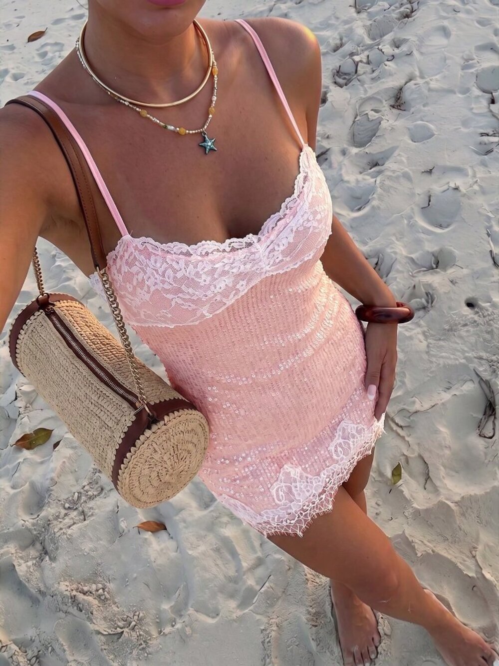 Baby Pink Party Women's This Blush Sequined Mini Dress